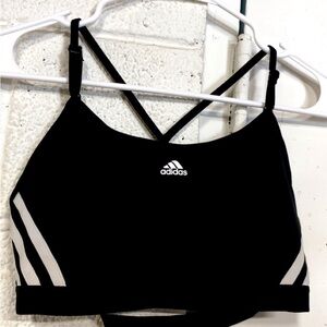 Adidas Women's Black and White Striped Sports Bra